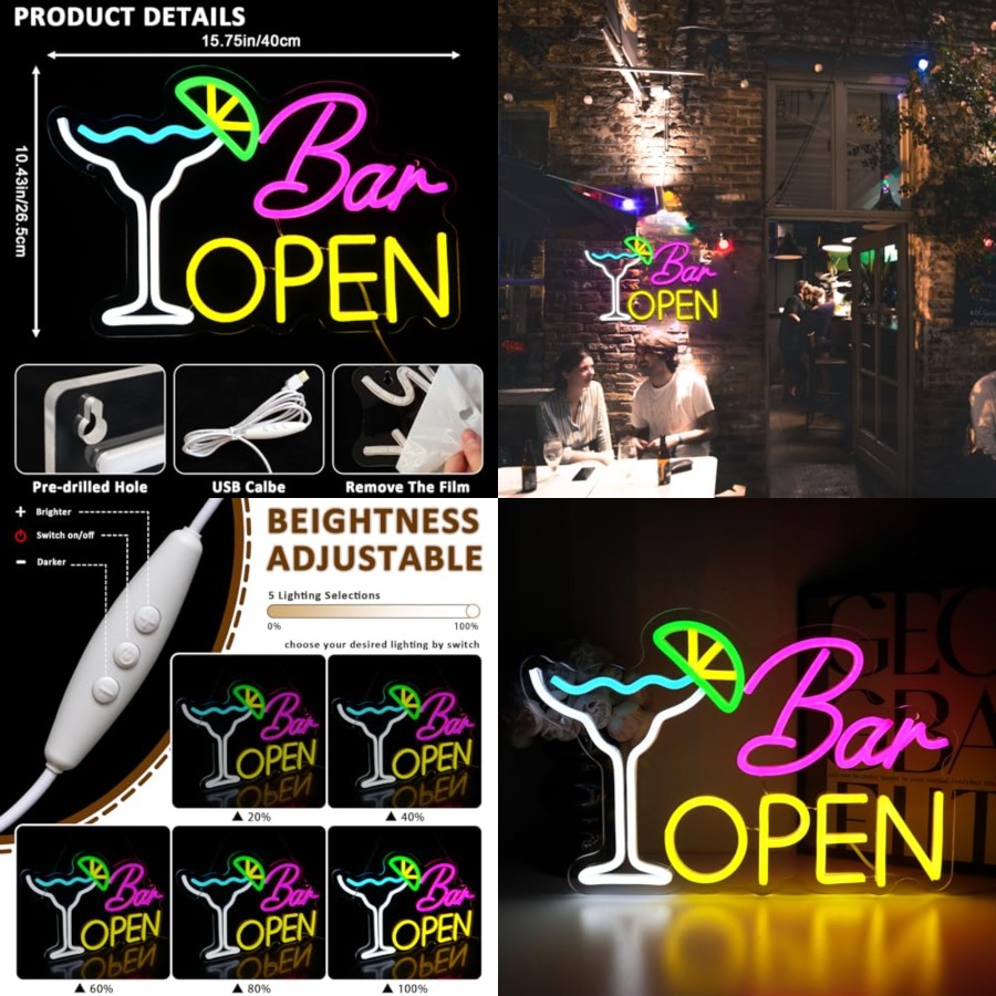 Home Bar Signs - Sign for Business, Neon Open Sign,