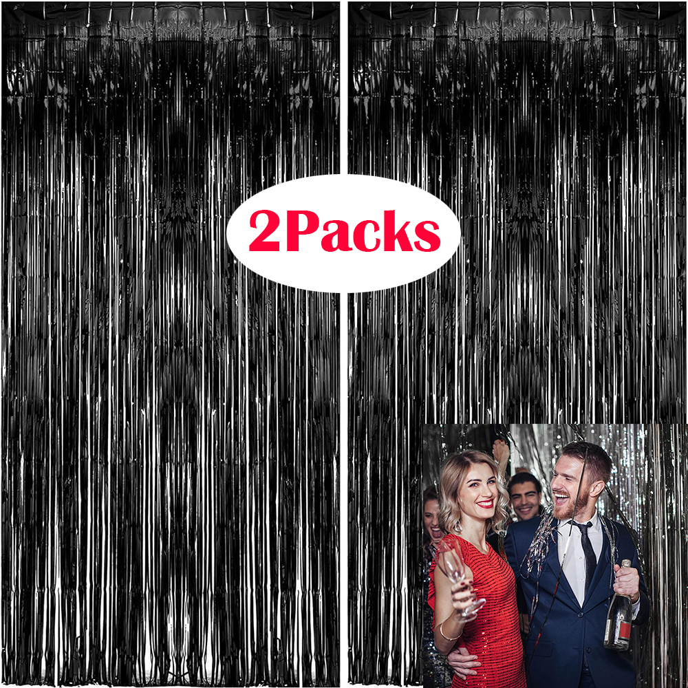 Home Bargains - 2Packs Black Metallic Tinsel Foil Fringe