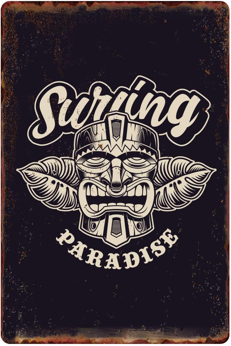 Home Bar And Coffee - Tiki Tin Signs Suifing Paradise Wall