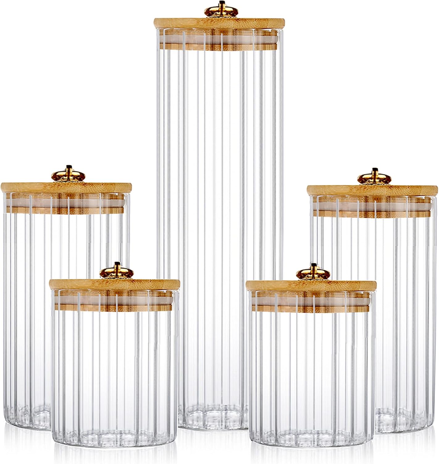 Glass Storage Jars Set of 5, D - Home Bar And Kitchen ulasan dan harga