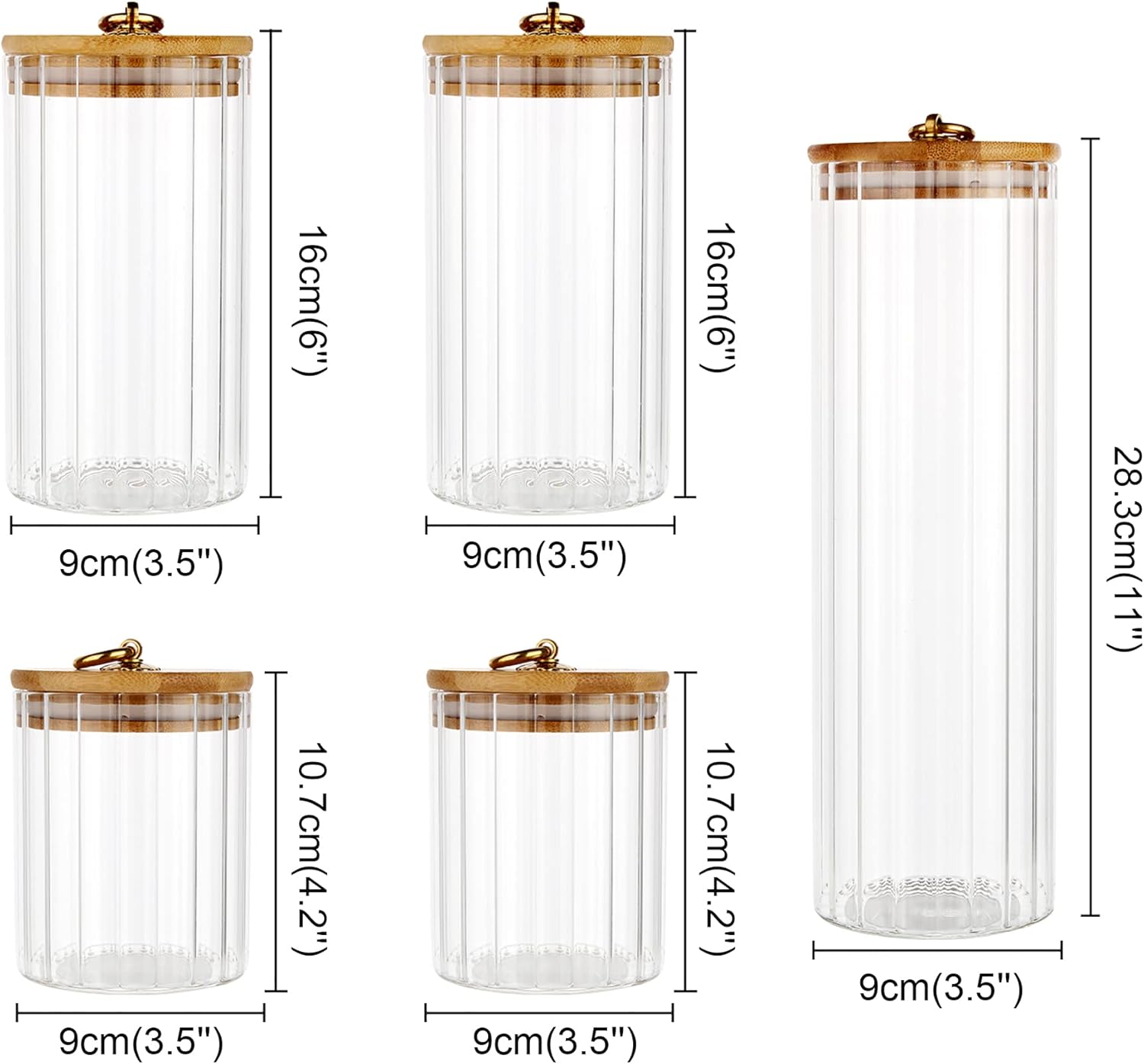 Glass Storage Jars Set of 5, D - Home Bar And Kitchen ulasan dan harga