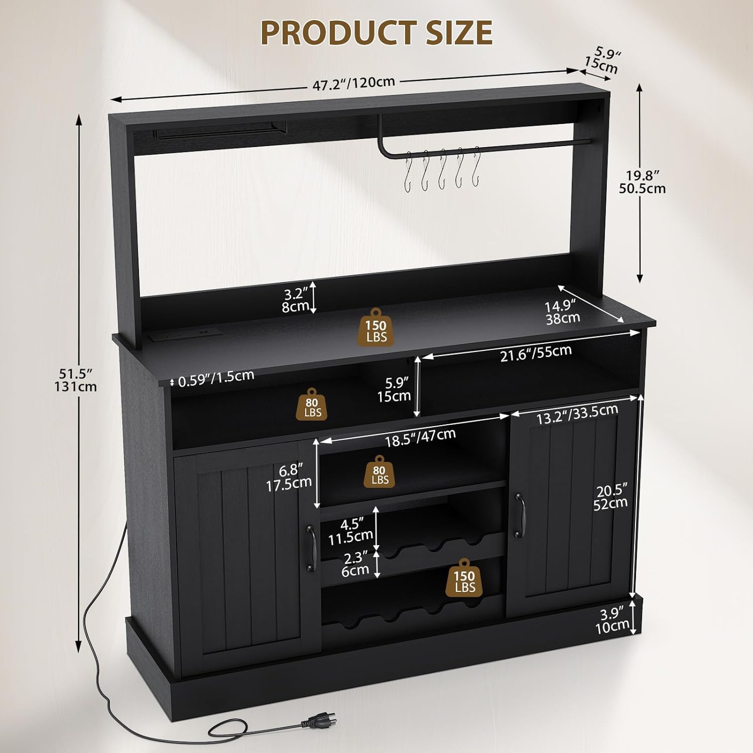 47 in Farmhouse Coffee Bar Cab - Home Bar Setup ulasan dan harga