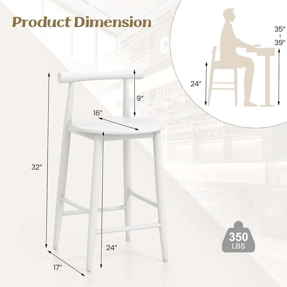 Set of 2 White Wooden Bar Chai - Home Bar And Counter ulasan dan harga
