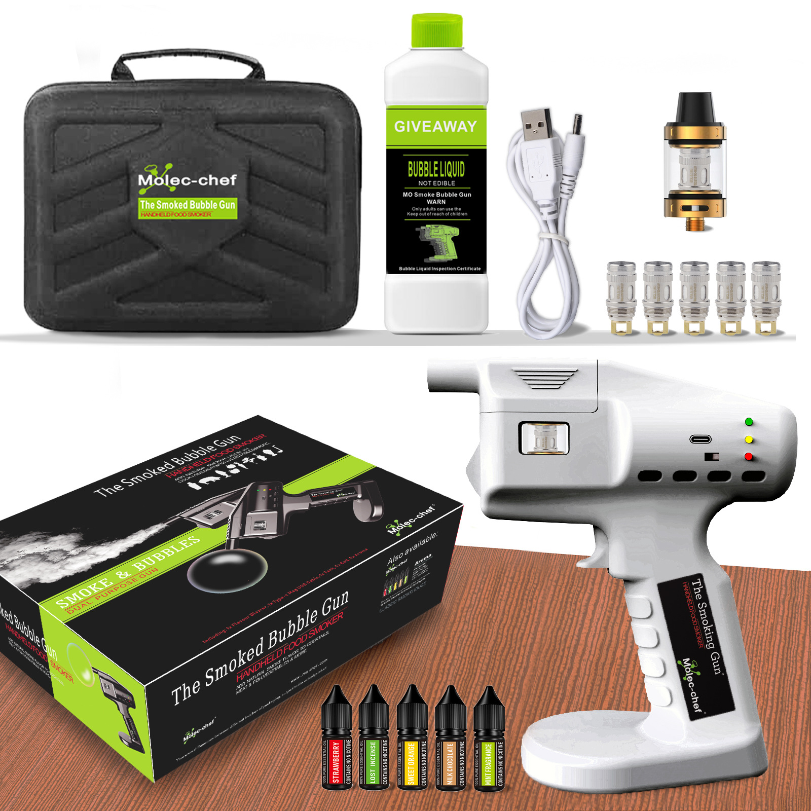 White Smoked Bubble Gun with F - Smoking Gun Kit ulasan dan harga