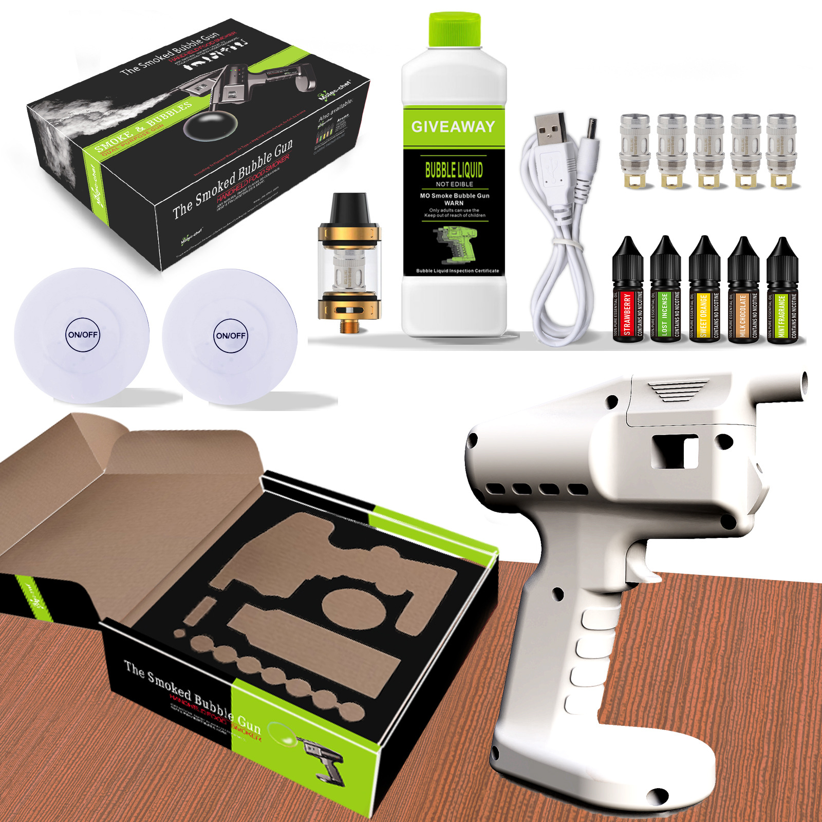 White Smoked Bubble Gun with F - Smoking Gun Kit ulasan dan harga