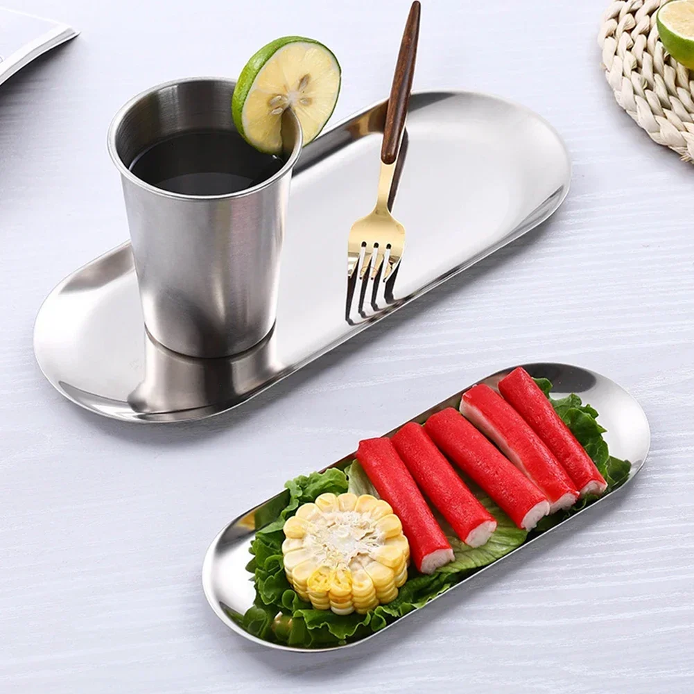 Stainless Steel Tray Oval Tray - Garnish Tray Set ulasan dan harga