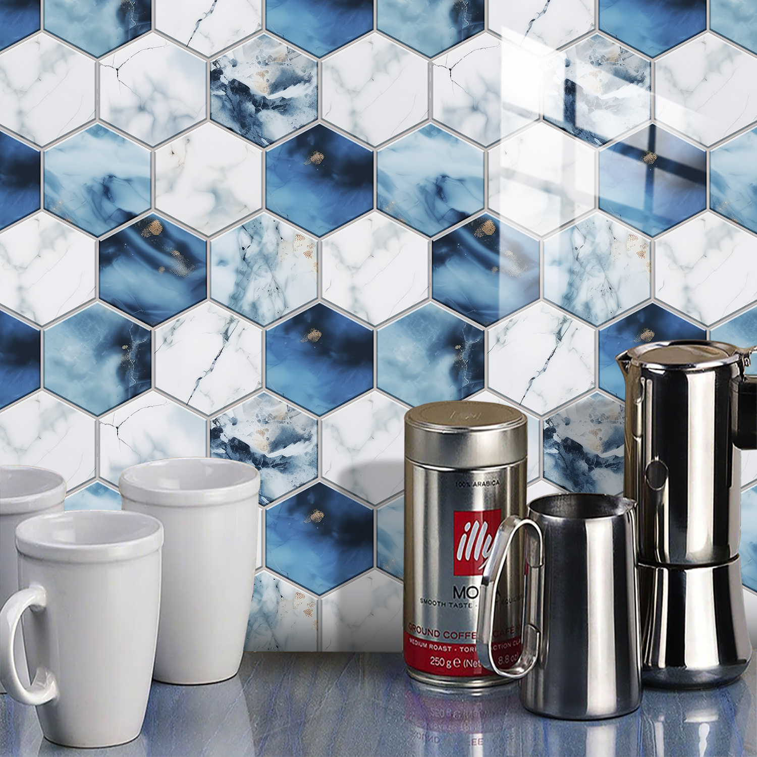 5 Styles Flat Hexagon Marble E - Home Bar Sink ulasan dan harga