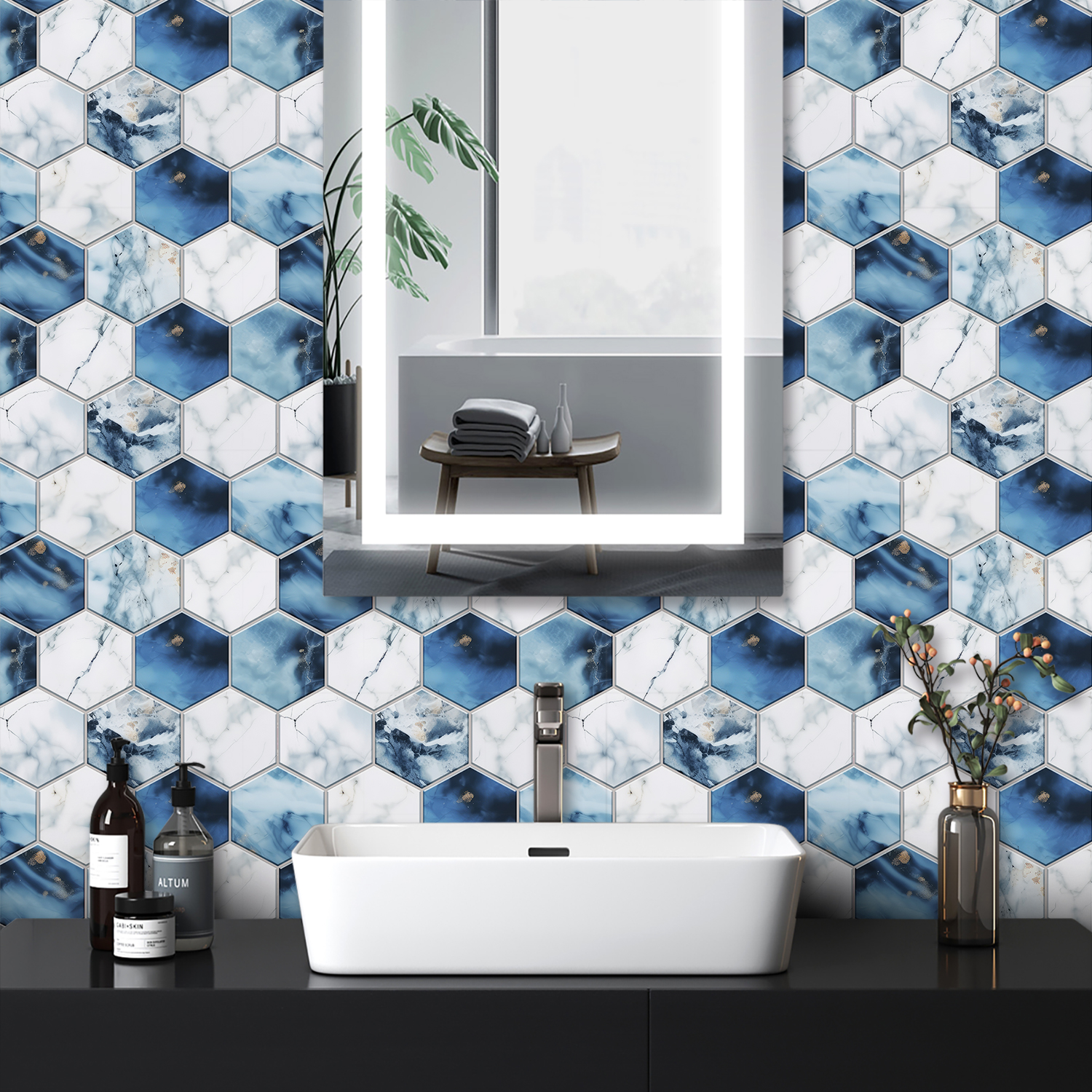 5 Styles Flat Hexagon Marble E - Home Bar Sink ulasan dan harga