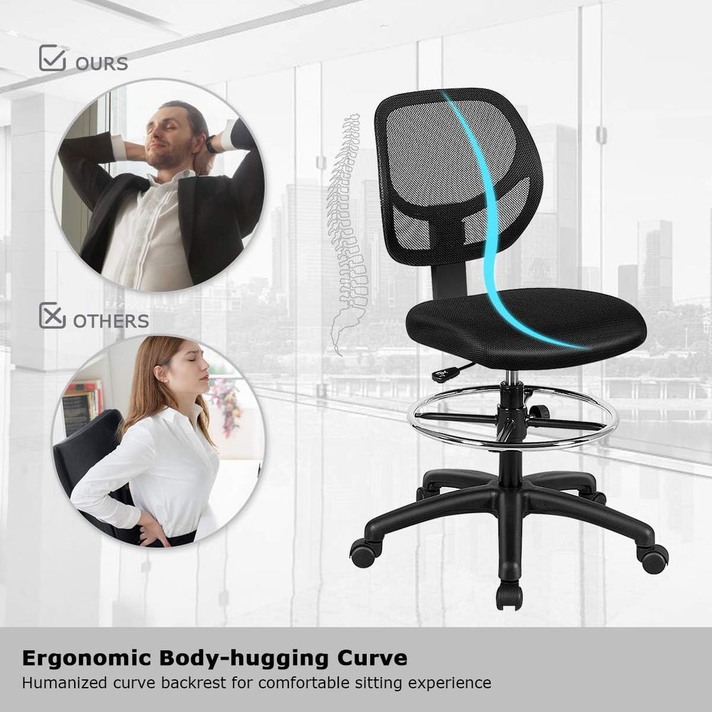 Ergonomic Black Mesh Swivel Of - Home Bar And Kitchen ulasan dan harga