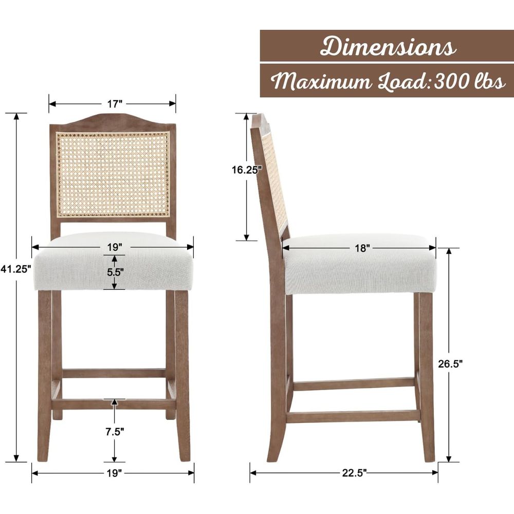 Set of 4 Linen Beige Cane Back - Home Bar And Counter ulasan dan harga