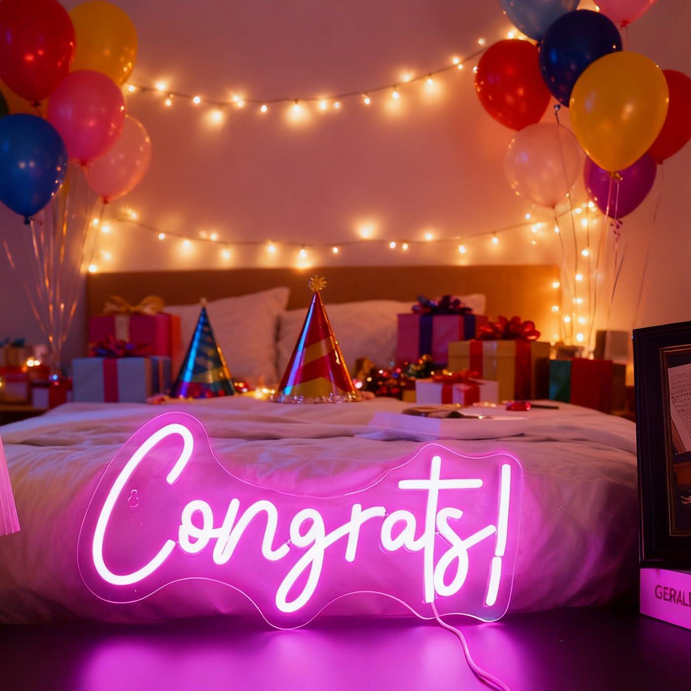 Congrats Neon Sign LED Word Li - Home Bar Signs ulasan dan harga