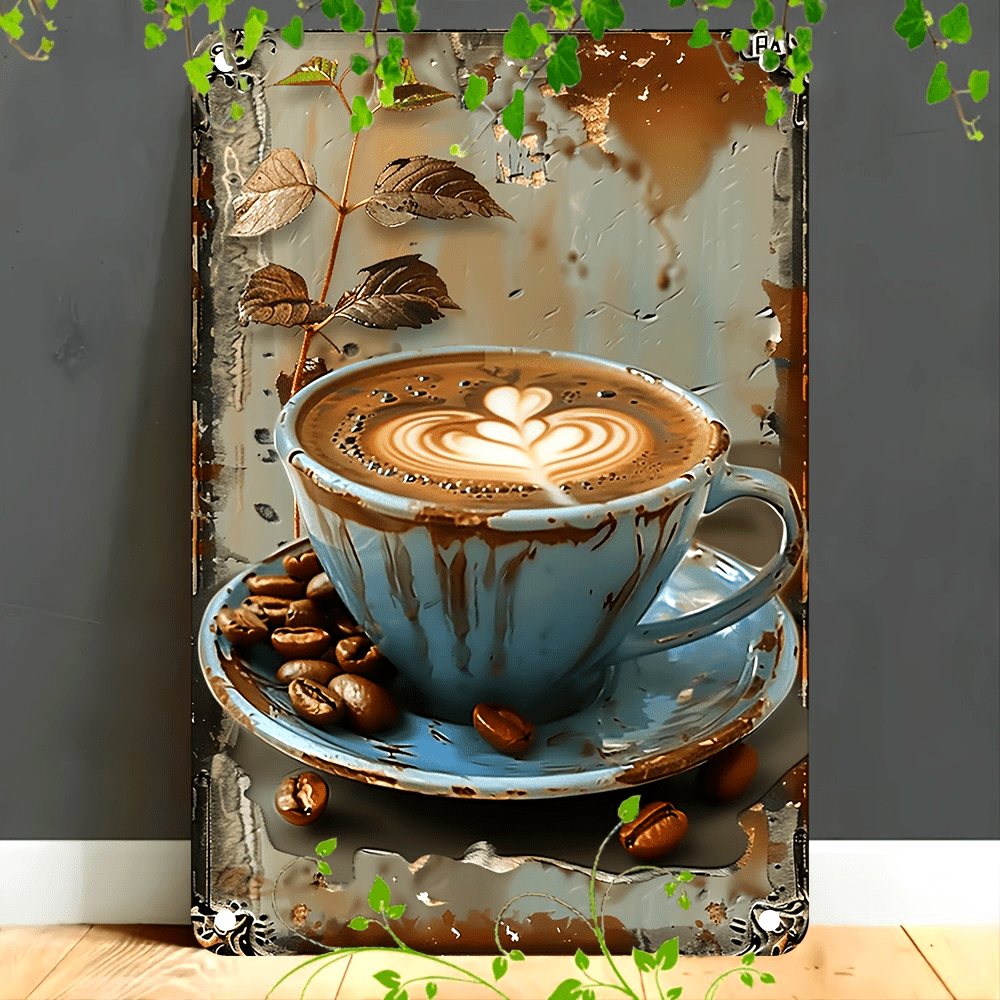 Aluminum Metal Sign, Latte Cof - Home Bar And Coffee ulasan dan harga