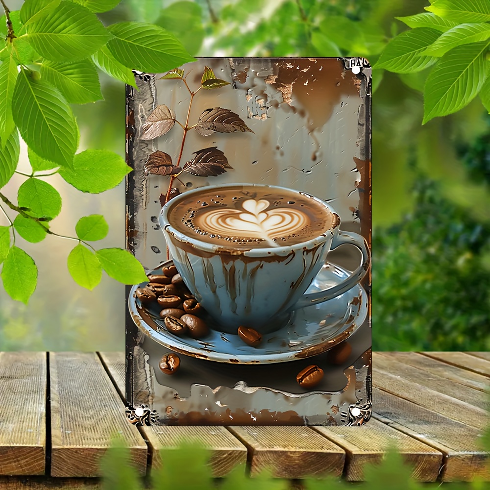Aluminum Metal Sign, Latte Cof - Home Bar And Coffee ulasan dan harga