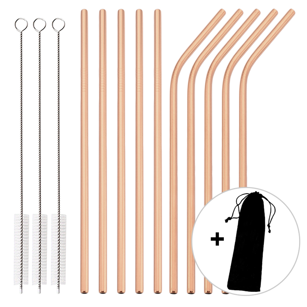 14Pcs Reusable Rose Gold Straw - Home Bar Setup ulasan dan harga