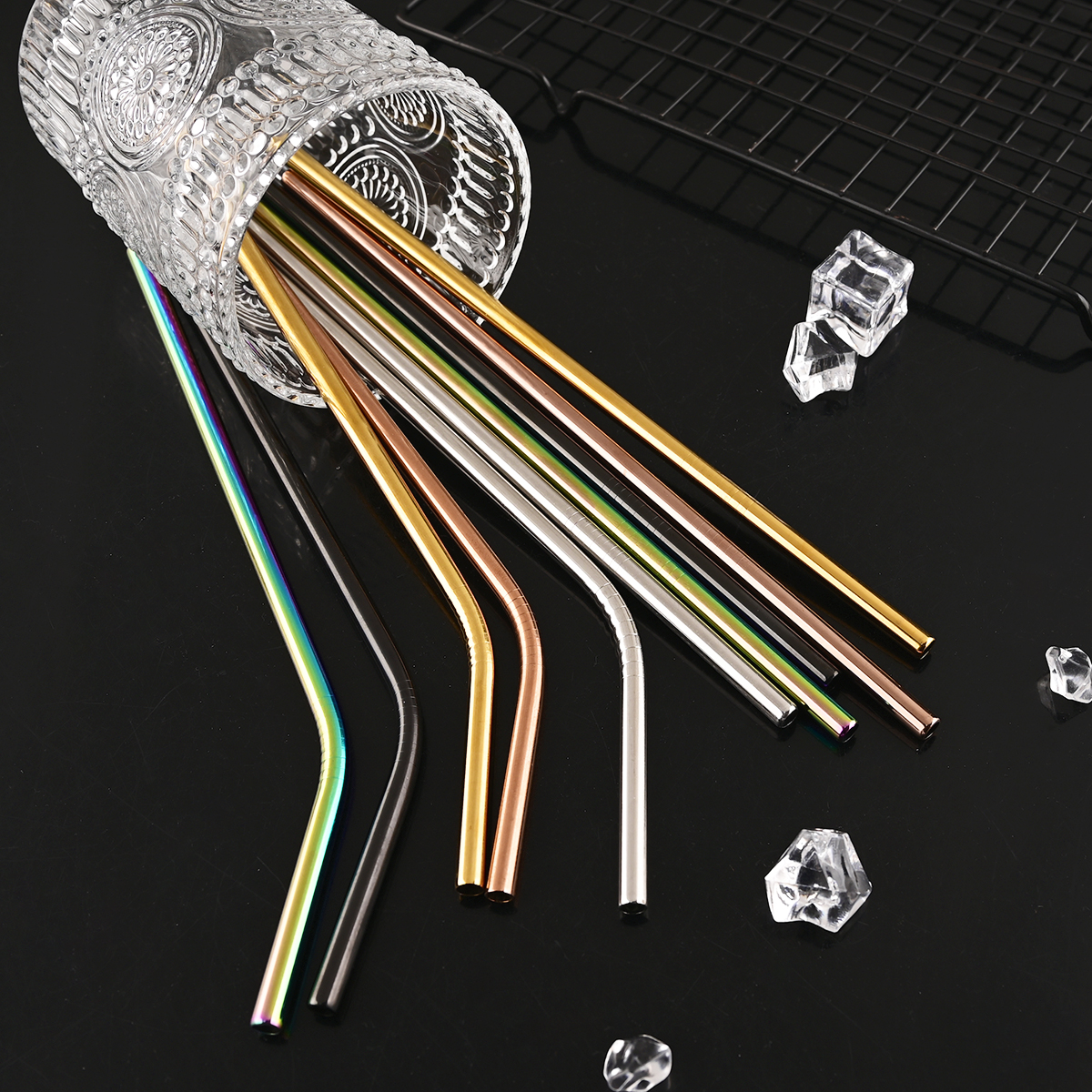 14Pcs Reusable Rose Gold Straw - Home Bar Setup ulasan dan harga