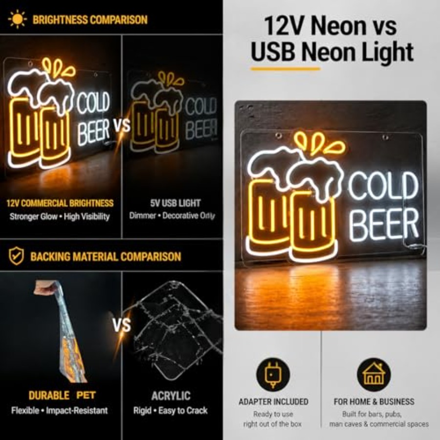 Cold Beer Neon Sign for Busine - Home Bar Signs ulasan dan harga