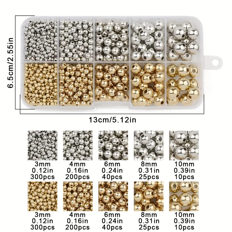 950PCS CCB 3/4/6/8/10MM Gold S - Bar Cart Gold ulasan dan harga