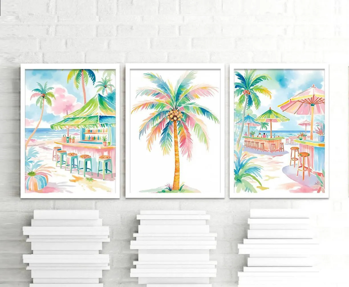 Boho Tropical Watercolor Wall  - Home Bar Set ulasan dan harga