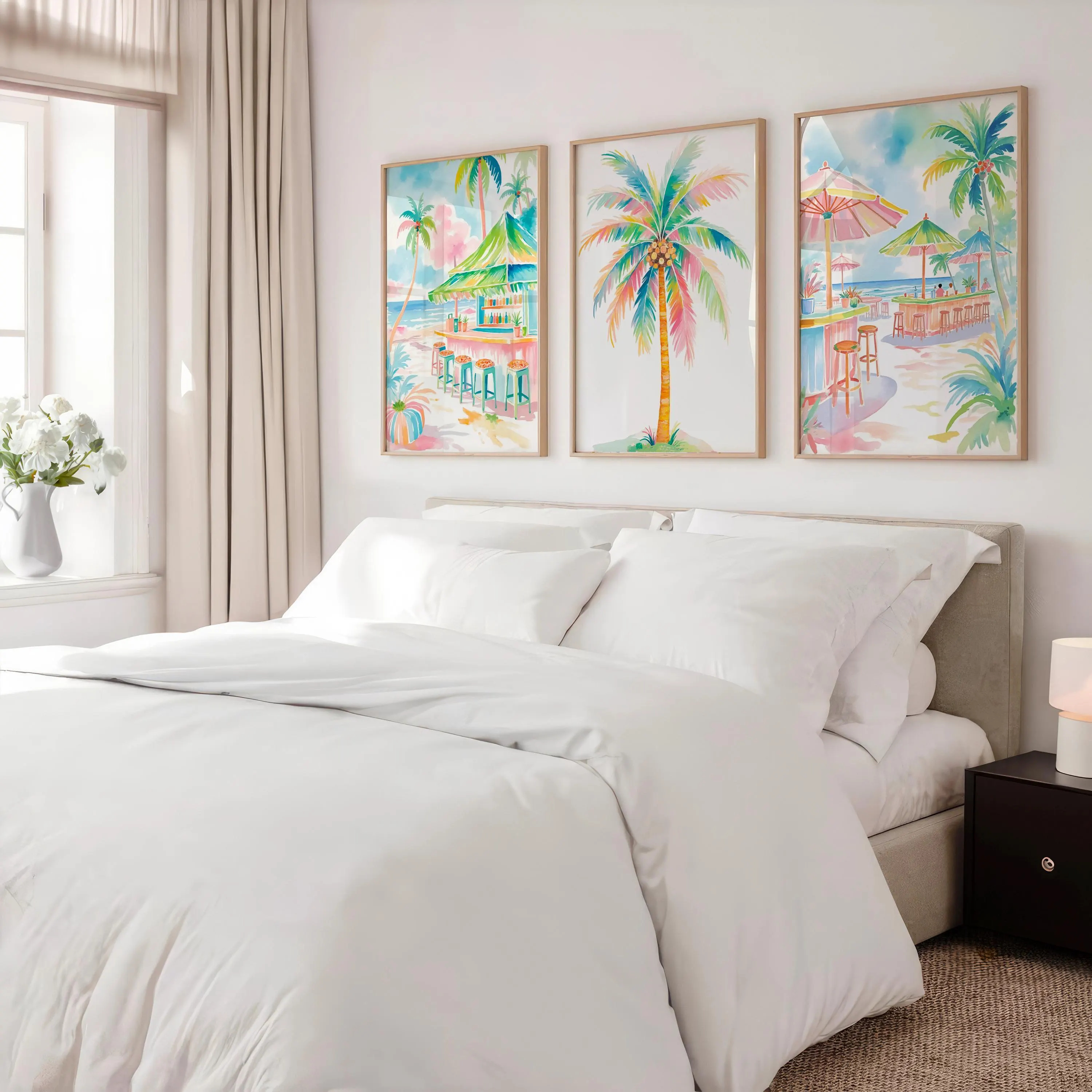 Boho Tropical Watercolor Wall  - Home Bar Set ulasan dan harga