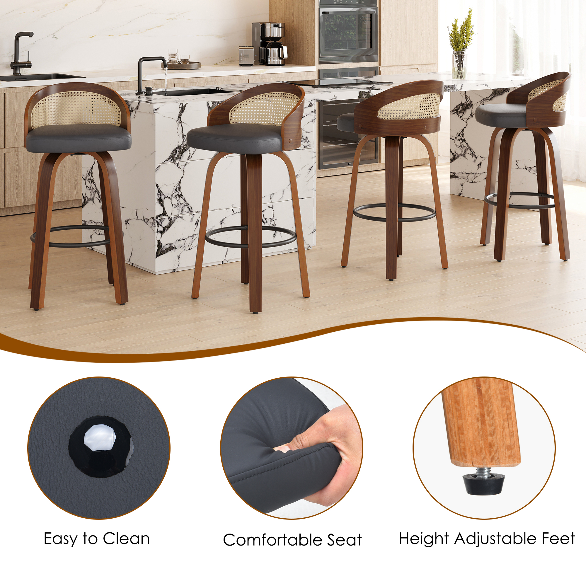 Set of 2 Swivel Bar Stools, Mo - Home Bar Lounge ulasan dan harga