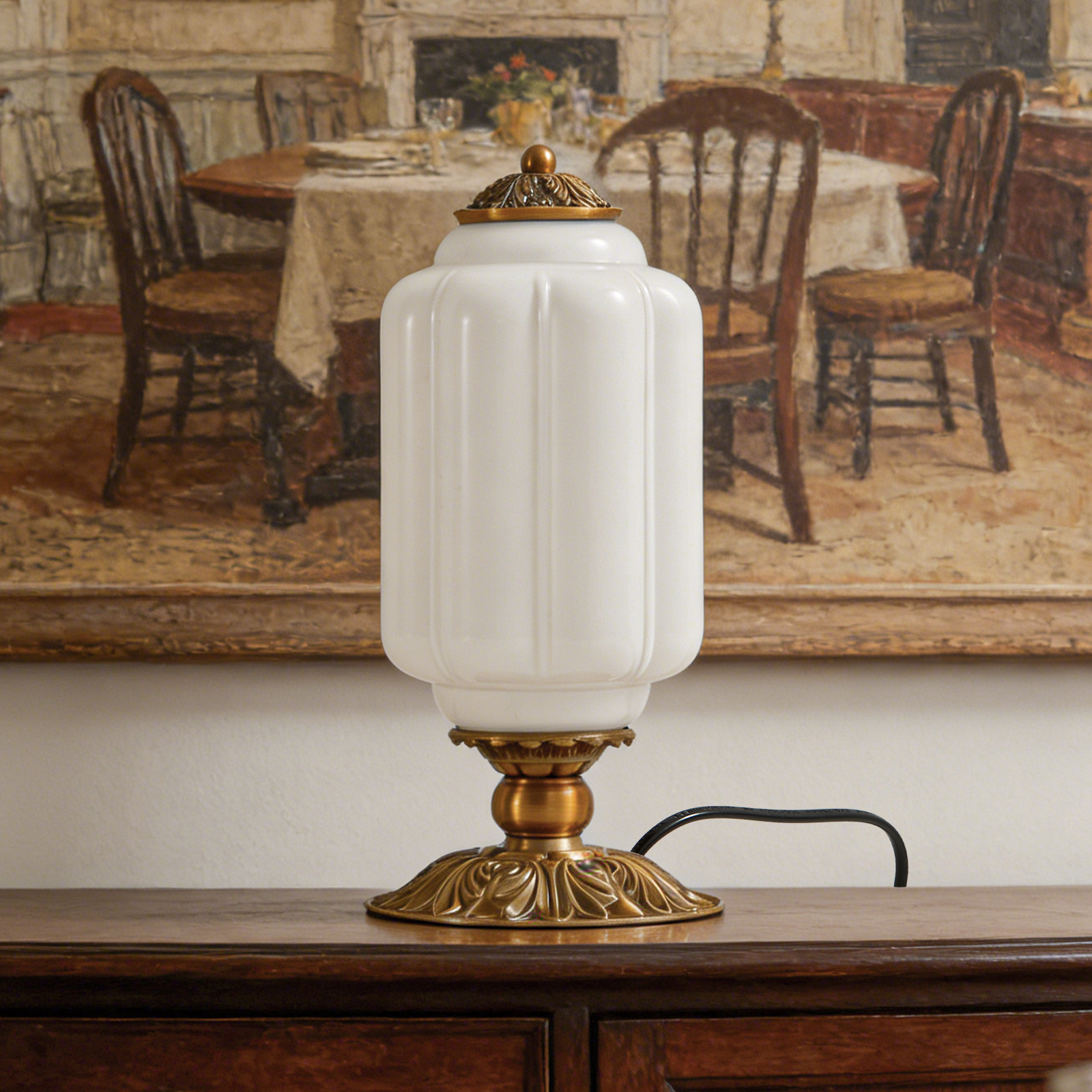 Nordic Vintage Milk Glass Tabl - Old Fashioned Glass ulasan dan harga