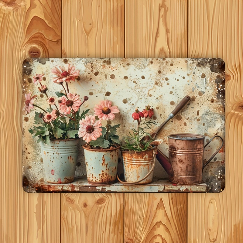 Vintage Floral Metal Tin Sign  - Home Bar And Restaurant ulasan dan harga