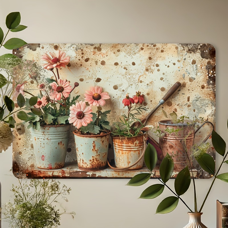Vintage Floral Metal Tin Sign  - Home Bar And Restaurant ulasan dan harga