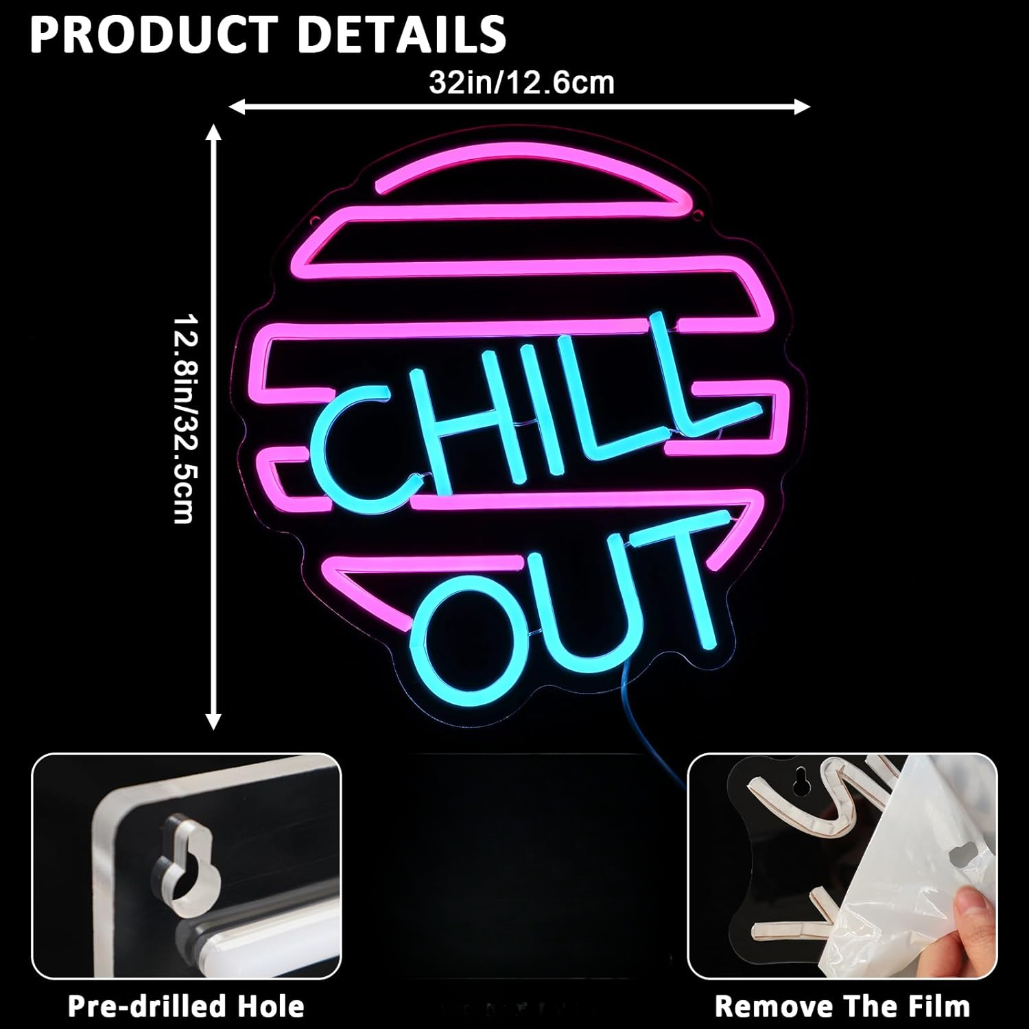 Chill Out Neon Sign for Wall D - Home Bar Lounge ulasan dan harga