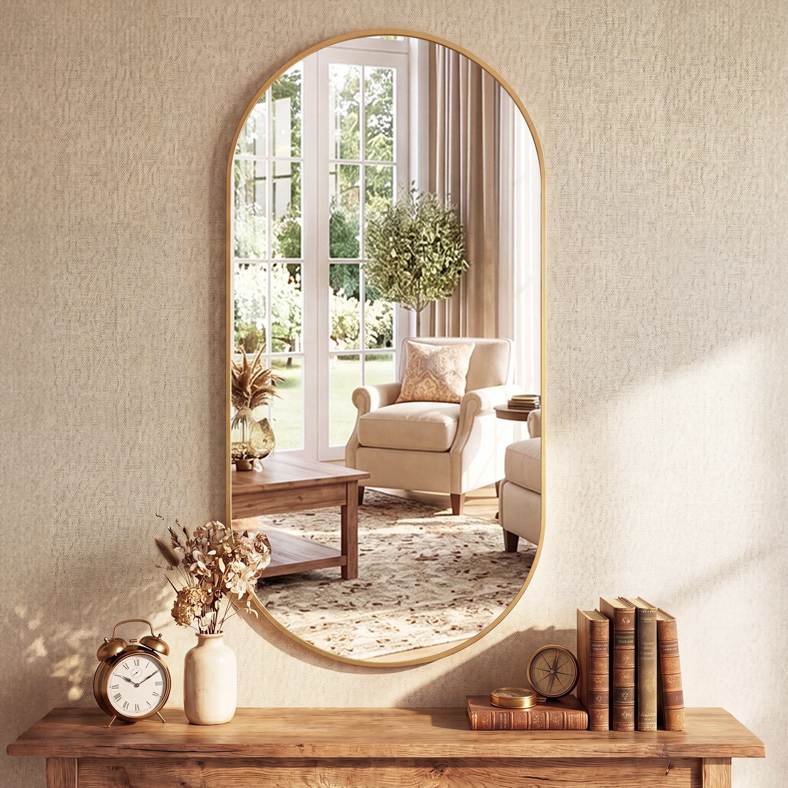JHK Oval Wall Mirror with Meta - Home Bargains ulasan dan harga
