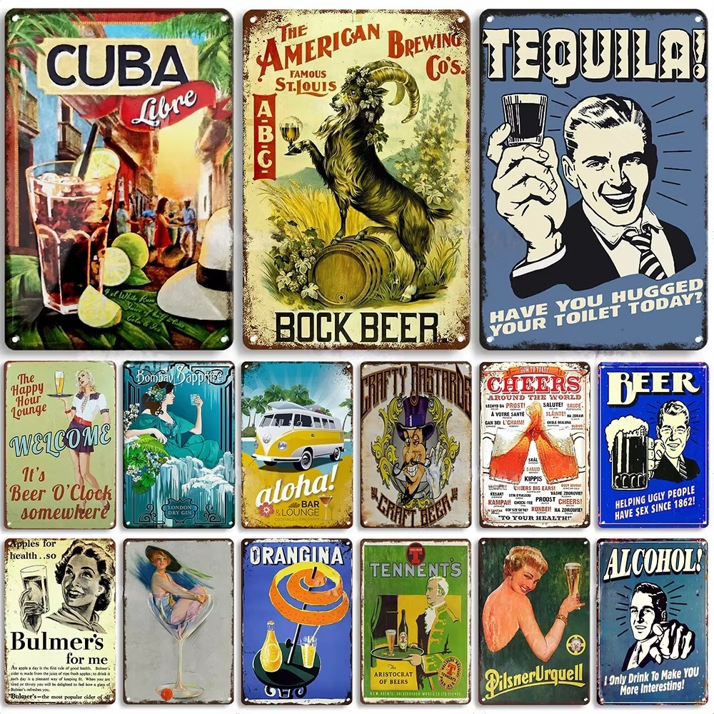 Rusty Metal Tin Sign Beer Meta - Home Bar Signs ulasan dan harga