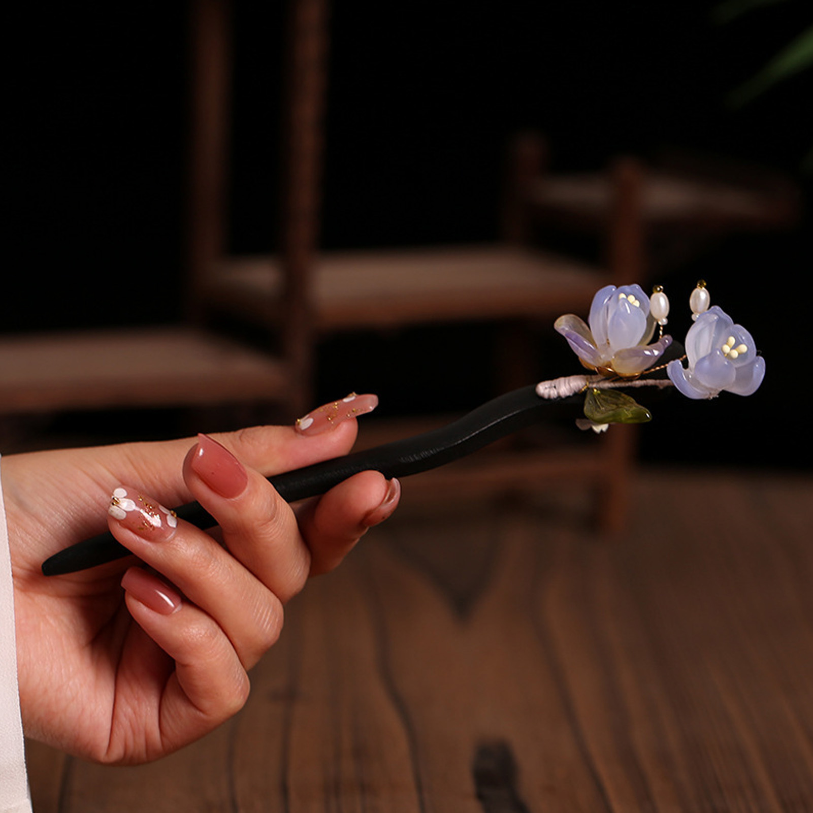 Vintage Wooden Flower Hairpin  - Old Fashioned Glass ulasan dan harga